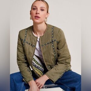 NWT MONSOON London Rita reversible jacket green in khaki Size S